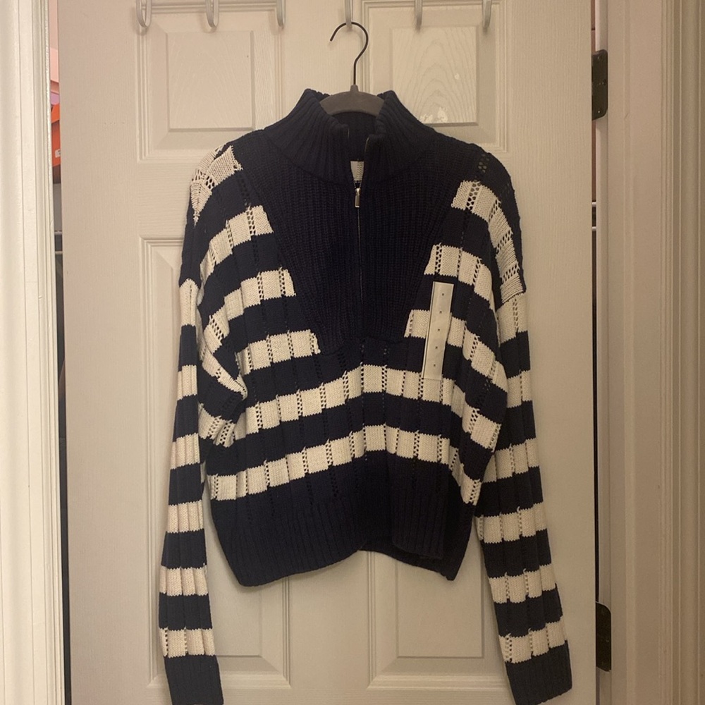 NWOT a new day Navy and Cream Striped Sweater